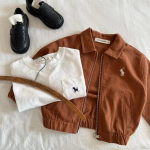 2&ndash;7 a. puuvillane laste mantel 2024. aasta kevad, poisid, t&uuml;drukud, jaapani tikitud &uuml;mberp&ouml;&ouml;ratava kraega jakk, v&auml;ike t&otilde;mblukuga s&uuml;giss&auml;rk 120cm(5-6T)