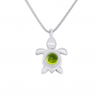 LEA &; ARTHUR - Laste ripats "V&Auml;IKE KILPKONNA" muster - roodiumiga kaetud 925 Sterling Silver; POOLV&Auml;&Auml;RISKIVI "PERIDOOT"