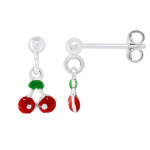 LEA &; ARTHUR &ndash; Laste ripatsk&otilde;rvar&otilde;ngad "CERISE" mustriga 925 Sterling Silver, roodiumiga kaetud ja; PUNANE email - jalutusk&auml;ru s&uuml;steem