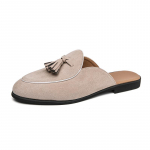 Moodne seemisnahast Tasselitega Mules Meeste Poolsaapad Mehele Suvine Mood Disainerjalatsid Meeste Luksuslikud Zapatillas Hombre Vabaaja Slip-on 44 pruun