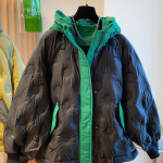 Naiste talvine vaba vabaaja disainiga Sense sulejope Colorblocking kapuutsiga soe jope XXXXL must