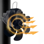 Puupliidiventilaator, 6 teraga soojustoitega pliidiventilaator, mitte kaminaventilaator Puu-/palgip&otilde;leti/puuk&uuml;ttega pliit, keskkonnas&otilde;bralik must