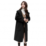 Naiste talvemantel Kapuutsiga taskud Puhas v&auml;rvi avatud &otilde;mblusega kardigan keskmise pikkusega mantel Termiline pikkade varrukatega reisimine tutvumiseks talvejope M pruun