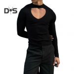 Meeste top &otilde;&otilde;nsad elastsed pikkade varrukatega Slim Fit &uuml;hev&auml;rvilised O kaelusega T-s&auml;rk klubipidudeks Geimeeste Cosplay r&otilde;ivad S must