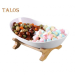 Puuviljan&otilde;ude elegantne puidust hoidik, ovaalne Suurep&auml;rane 1/2-korruseline ovaalne puuvilja serveerimisn&otilde;u riiul koju S valge