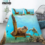 Merikilpkonna Tekikott Komplekt King Suurus Ookeanikilpkonna Teemaline Tekikott Teismelistele Poistele ja T&uuml;drukutele Pehme Pol&uuml;ester Tepitud Katte EU single(135x200cm)