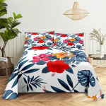 Voodipesukomplektid Troopiline Lilledriin Moodne Disain Kahekohaline Lame Linu Poiste T&uuml;drukute Voodilina Komplekt Voodilinad ja Padjap&uuml;&uuml;rid 150X230cm(2Pcs)