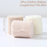 3 Rulli/Komplekt Narmastatud Siidist Paelaga &Auml;&auml;ristatud Kortsuline Sifon K&auml;sit&ouml;&ouml; Rebitud Pulmapeo Lillekimp Kingitus Dekoratsioon J&otilde;ulud Kodu Dekoratsioon 3.8x5cm