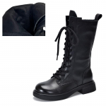 Johnature Ehtsast nahast s&auml;&auml;re keskosa saapad Palus puuvillased saapad Briti stiilis pitsilised naiste saapad 39 must