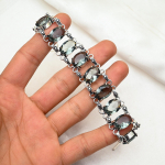 Aleksandriidist k&auml;ev&otilde;ru, k&auml;sitsi valmistatud v&auml;&auml;riskividest ehted, 925 h&otilde;bedast k&auml;ev&otilde;ru, reguleeritava ketiga k&auml;ev&otilde;ru, kingitus emale, &otilde;rn k&auml;ev&otilde;ru 8 inches with Adjustable sinine