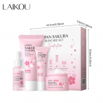 LAIKOU Sakura anti-aging skincare serum, cleanses stains, moisturizing cream, eliminates dark circles under the eyes 4-piece set