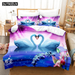 3D prindiga loomadega luigevoodipesukomplekt udusuletekk padjap&uuml;&uuml;riga topelt &uuml;he kuninga suuruses EU single(135x200cm)