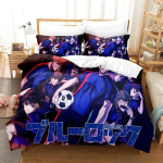 Uus Sinine Lukk Voodipesu Komplekt &Uuml;he Twin T&auml;is Queen King Suurusega Voodipesu Komplekt T&auml;iskasvanu Laste Magamistuba Tekikoti Komplektid 3D Anime Voodilina Komplekt EU Single 135x200cm blue