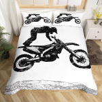 Mootorratturite tekikate Twin Motokrossi s&otilde;itja tekikate &Auml;&auml;rmusspordi voodipesukomplekt Lahe mootorratta voodipesukomplekt poistele ja t&auml;iskasvanutele EU Single(135x200cm) black