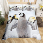 Pinguin tekikate Kawaii loomanahaprint Must Valge V&auml;ike Pinguin Tekikate Sinine J&auml;&auml;m&auml;gi Antarktika Talvine Voodipesu Komplekt EU Single 135x200cm gray