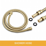 Messingist &uuml;mmargune k&auml;eshoitav du&scaron;ipea, harjatud kulla viimistlusega du&scaron;ikomplekt, reguleeritav seinakinnitus, k&auml;eshoitav vett s&auml;&auml;stev vannidu&scaron;ikomplekt