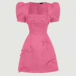 VONDA Naiste elegantsed s&otilde;lme v&ouml;&ouml;koha kandilise kaelusega l&uuml;hikeste varrukatega A-joonega kleidid XL roosa