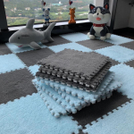 Elegantne 2022. aasta mustusekindel magamistoa vaip ja elutoa p&otilde;randamatt suure magamistoa ja laheakna jaoks. 30x30CM 18pcs + Edging taevasinine v&auml;rv/hall v&auml;rv