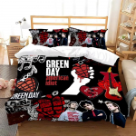 Green Day ' AMERICAN IDIOT Voodipesukomplekt &Uuml;hekohaline Kaksik T&auml;issuuruses Kuninganna Kuningsuuruses Voodikomplekt T&auml;iskasvanu Laps Magamistuba Tekikoti Komplektid Voodilina Komplekt 150X200cm-3pcs