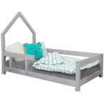 Lit cabane enfant POPPI 80 x 160 gris clair 2 hall