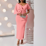 FairyShely Suvine V&ouml;&ouml;rihmaga L&uuml;hikeste Varrukatega Suur Suurus Klubi Kleit Naised &Uuml;hev&auml;rviline Suur Suur Kleit Daam Sale Peopidu Liibuv Kurvikas Kleit M roosa