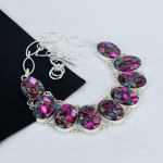 Kuningas Mani Okassiga Kivist K&auml;sit&ouml;&ouml;na Valmistatud 925 Sterling H&otilde;bedast Kaelakee, Kuningas Mani Okassiga H&otilde;bedast Kaelakee Abikaasale, Unisex Kaelakee, Kingitus 20" lilla