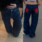 Y2k Vintage T&auml;hemustriga teksap&uuml;ksid Naistele Harajuku L&otilde;dvad Sirged Denim P&uuml;ksid Ameerika Retro Kottis T&auml;navastiil P&uuml;ksid S