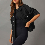 Naiste venivast denimist jakk pikkade varrukatega teksajakk veoautojuhi jakk taskuga M must