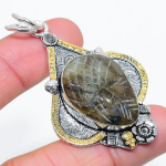 Two Tone- Labradorite 925 Sterling Silver Jewelry Pendant 2.48 f6l46