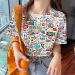 Suvine naiste T-s&auml;rk Anime t&uuml;druku mustriga tr&uuml;kk Vabaaja l&uuml;hikeste varrukatega pusa Mood Streetwear Armas t&uuml;druku T-s&auml;rk Naiste riided S