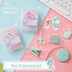 Makrooniv&auml;rvi Mini Kirjatarvete Komplekt: Klammerdaja, Klammerieemaldaja, M&otilde;&otilde;dulint, Kleebised lavendlililla v&auml;rv