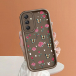 Pehme silikoonist ruudukujulise redeliga printimismustriga telefoni korpus T&auml;iskaanega kaamera p&otilde;rutuskindel kaitse kummist &uuml;mbris Samsungile Samsung A05 pruun