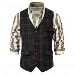 Retro meeste vest Tweed Briti suur suurus Meeste vest Vabaaja mehelik vest XXL must