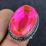 Pink Kunzite Gemstone Handmade 925 Sterling Silver Jewelry Ring Size 8 s6m91