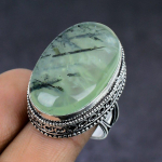 Prehnite handmade 925 Sterling Silver Jewelry Ring Size 7 P9b95