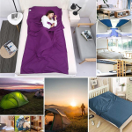 Portable Sleeping Sheet Polyester Fiber Sleeping Bag with Storage Bag for Travel Hotel