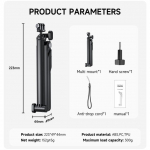 3-suunaline selfie-pulk statiivi k&auml;epidemega Insta360 Ace Pro GoPro Hero 12 DJI Action 4 3 action-kaamerale iPhone 15 Pro Max