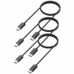 C&acirc;bles USB - Phonillico - Lot de 3 - MINI USB/USB-C - Noir - 1 M&egrave;tre