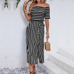 Suvekleit Naiste mood &Uuml;he &otilde;la triibulised seksikad elegantsed kleidid L