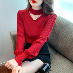 Kevadine ja s&uuml;gisene naiste kudum Pit Stripe Pearl Hollow Out kampsun Koo alumine s&auml;rk Seksikas kampsun hooaja pikkade varrukatega top One Size