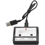 USB tasakaalustav laadija 7,4 V 1800 mAh LiPo akule | &Uuml;hildub MJX B5W Bugs 5W RC drooni, RC helikopteriga | LED-indikaator, kaasaskantav, must, plastik