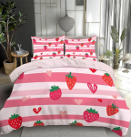 Puuvilja Maasika Tekikate Komplekt, Punane Magus Maasika Voodipesu Komplekt Lastele Poistele T&uuml;drukutele, Laste Tekikate Komplekt T&otilde;mblukuga 90x200cm-2pcs
