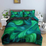 Geomeetriline 3D-prinditud voodipesukomplekt Pehme &Uuml;he-King-Queen-Kahekohaline Ps&uuml;hhedeelne 3D-abstraktne tekikott 2/3 tk Pol&uuml;ester Tekikatted EU single(135x200cm) black