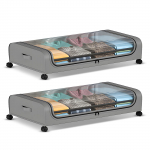 2 pakkige voodialune kaante ja ratastega hoiukonteiner Multifunktsionaalne &uuml;hiselamu riiete hoiuruum 2 pack hall