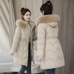S&uuml;gis Talv Naiste Parkad Korea Mood &Uuml;hev&auml;rvilised Karusnahast Kraega Kapuutsiga Taskutega Lukuga Korsett Paksenenud Pikk Kampsun Sulemantlid Pealsed XXXL parkkoor