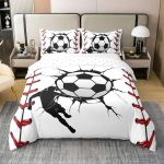 V&auml;rviline Jalgpalli &Uuml;hekohaline Tekikott Komplekt, Sporditeemaline multikas Jalgpalli Voodipesu Komplekt Padjap&uuml;&uuml;ridega 75*50cm, Kingitus Poistele T&uuml;drukutele 70x133cm-2pcs