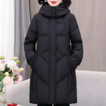 Suur suurus XL-5XL Mood Talvemantel Naissoost Pikk Parka Kapuutsiga Paks Soe Vabaaja Keskealiste Naiste Jakk 5XL must