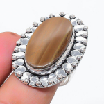 Natural Polychrome Jasper Gemstone 925 Sterling Silver Jewelry Ring Size 8 p6u84