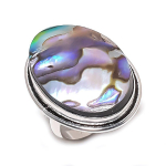 Abalone Shell Gemstone Handmade 925 Sterling Silver Jewelry Ring Size 7 v1z47