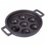 Arth 7 auguga eelmaitsestatud malmist paniyaram pann, 100% naturaalne ja m&uuml;rgivaba | 7 auku - 22 cm l&auml;bim&otilde;&otilde;t | Naturaalselt mittekleepuv ja kauakestev